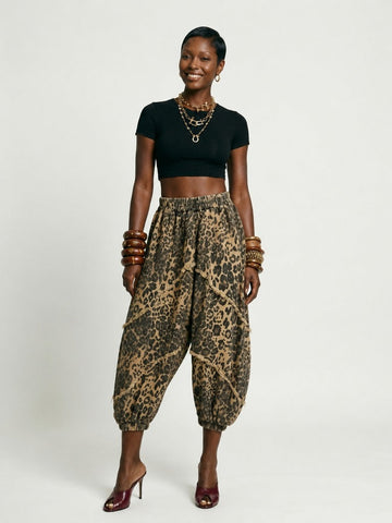 Wild Heart Leopard Patchwork Wide-Leg Jeans