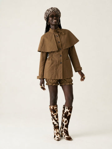 Grounded Cape Trench Coat Set