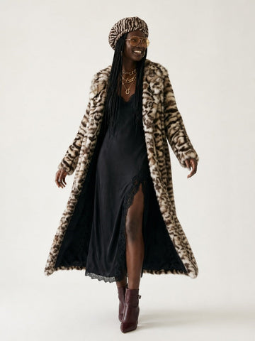 Fierce Leopard Print Faux Fur Coat