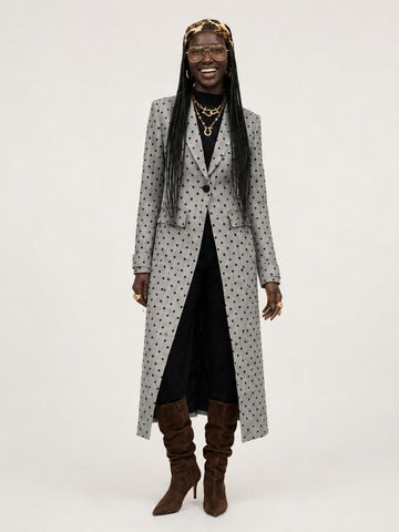 Elegant Polka Dot Long Jacket