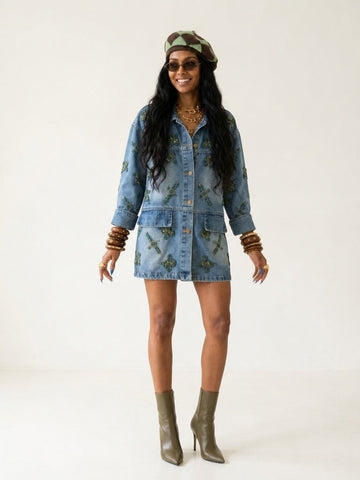 Adventurous Embroidered Denim Jacket