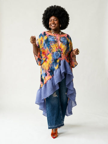 Vibrant Pleated Printed Kaftan