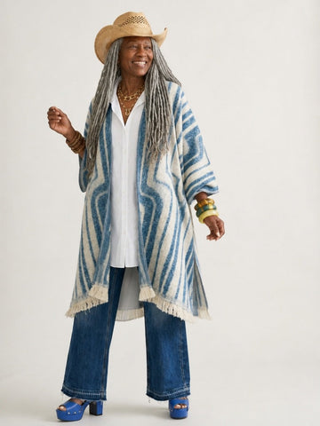 Wanderlust Striped Fringe Poncho