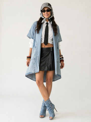 Audacious Oversized Denim Trench