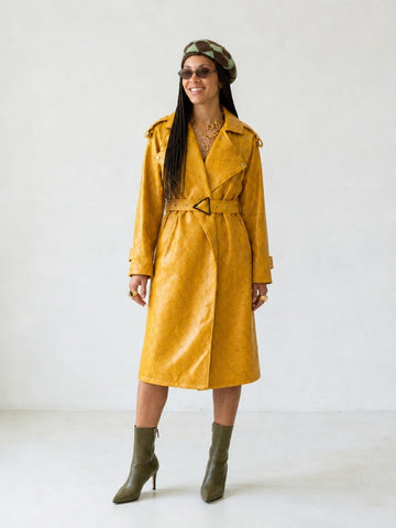 Audacious Snakeskin Faux Leather Trench