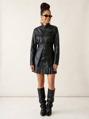 Fierce Buckle Strap Cropped Jacket