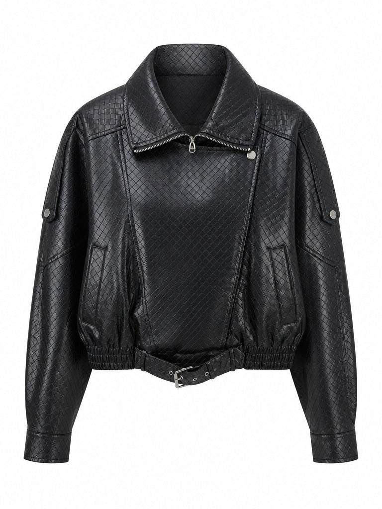 Audacious Diamond PU Leather Jacket