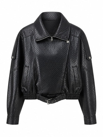 Audacious Diamond PU Leather Jacket