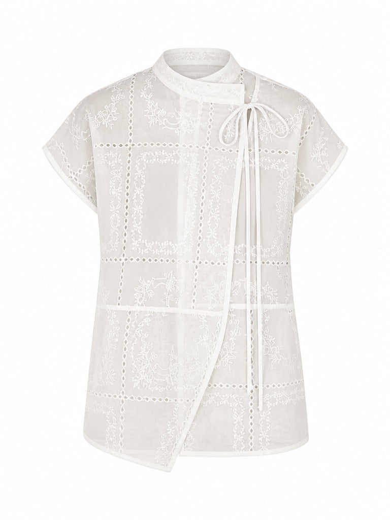 Radiant Embroidered Sheer Blouse