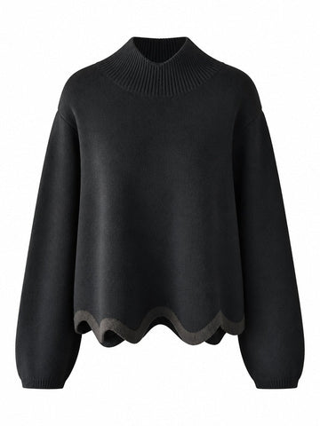 Grounded Wavy Hem Knit Sweater