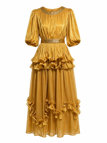 Radiant Shimmer Ruffled Maxi Dress