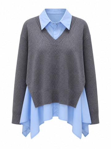 Elegant Knit Layered Blouse