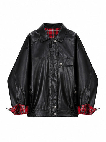 Audacious Plaid Faux Leather Jacket