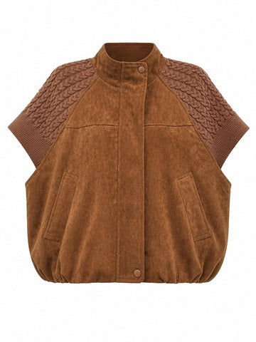 Grounded Faux Suede Knitted Vest