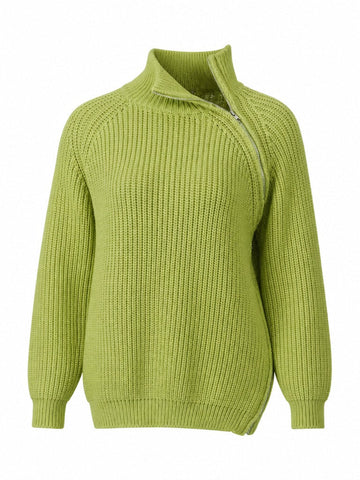 Grounded Asymmetric Zipper Sweater
