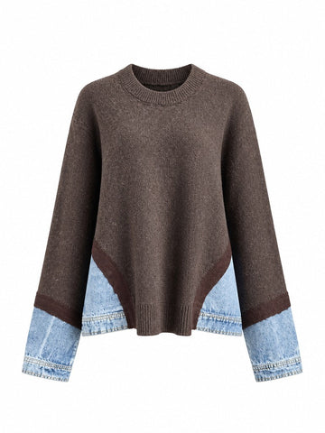 Audacious Denim Patchwork Sweater
