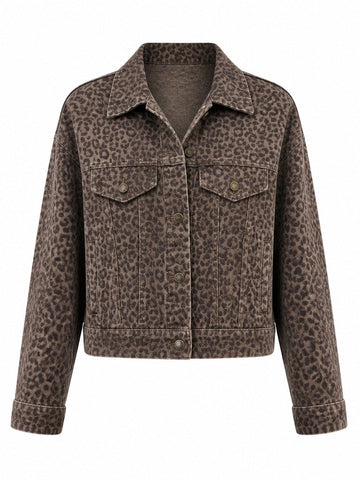 Fierce Leopard Print Denim Jacket