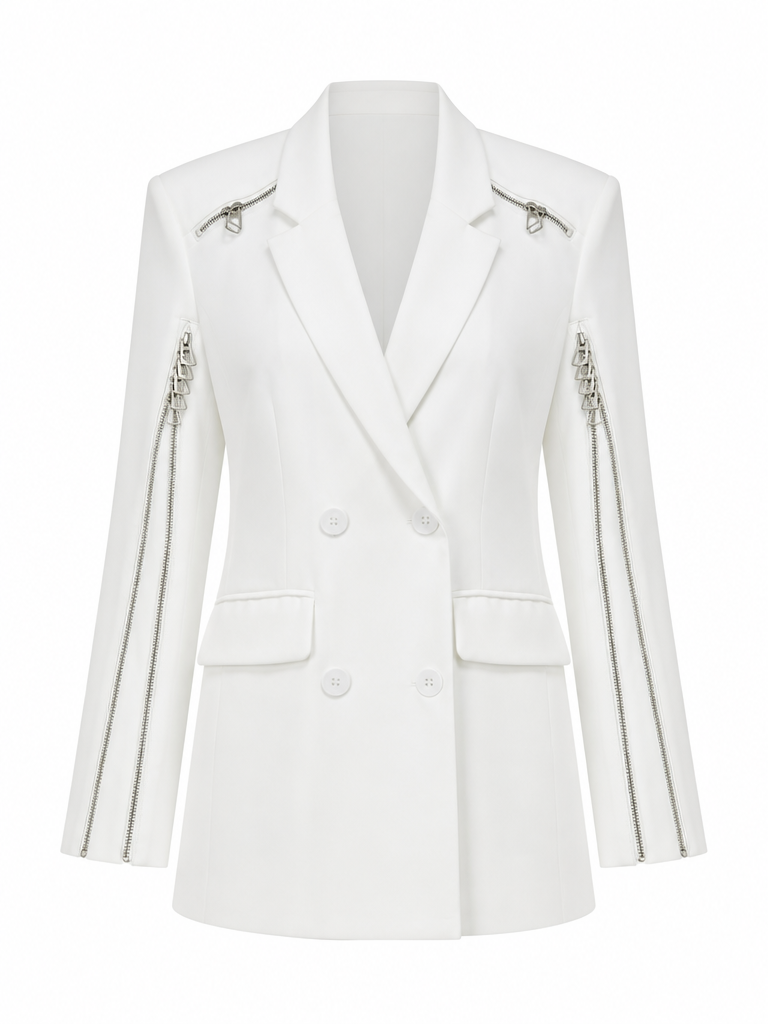 Audacious Patchwork Zipper Blazer