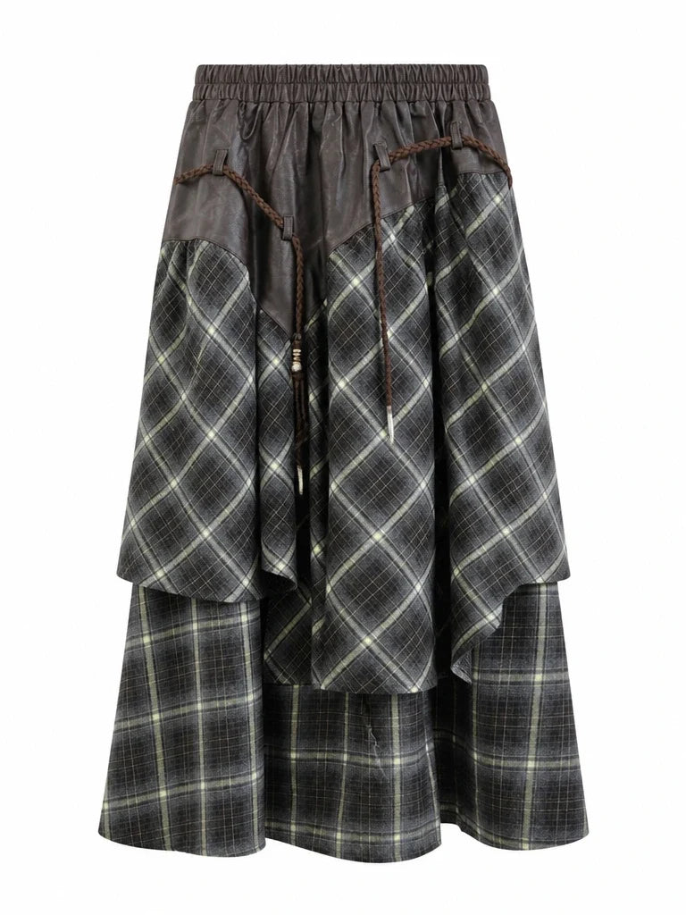 Wanderlust Patchwork Plaid Maxi Skirt
