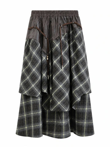 Wanderlust Patchwork Plaid Maxi Skirt