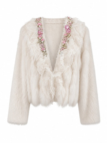 Divine Beaded Floral Ruffle Cardigan