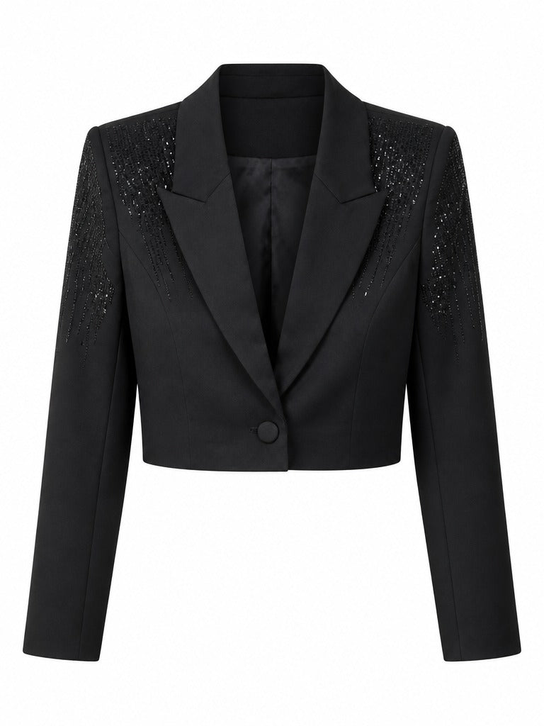 Audacious Rhinestone Cropped Blazer