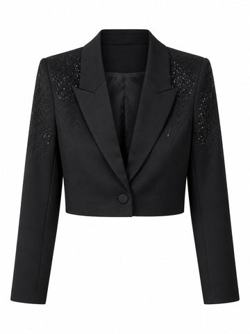 Audacious Rhinestone Cropped Blazer