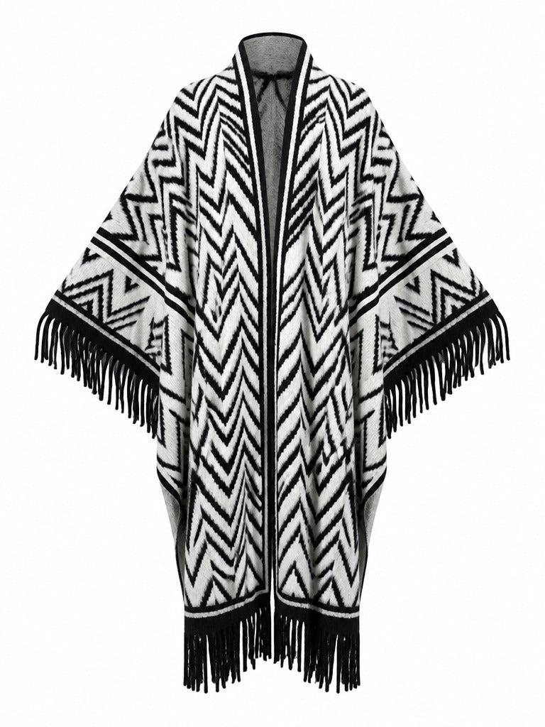 Boundless Geometric Fringed Cardigan