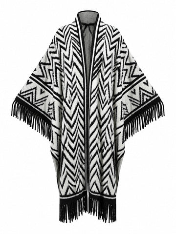 Boundless Geometric Fringed Cardigan