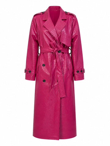 Fierce Crocodile Faux Leather Trench Coat