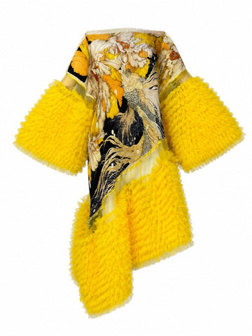 Vibrant Pleated Ruffle Maxi Kaftan