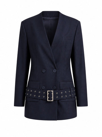 Confident Buckle Double Breasted Blazer Dress