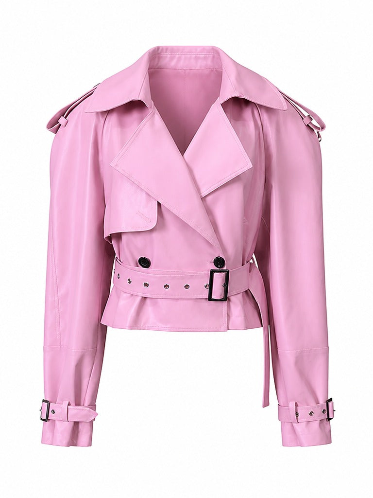 Fierce Pink Faux Leather Trench