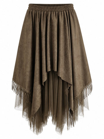 Wanderlust Faux Suede Tassel Maxi Skirt