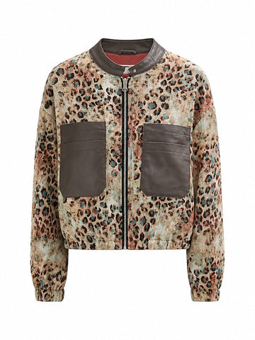 Fierce Leopard Contrast Bomber Jacket
