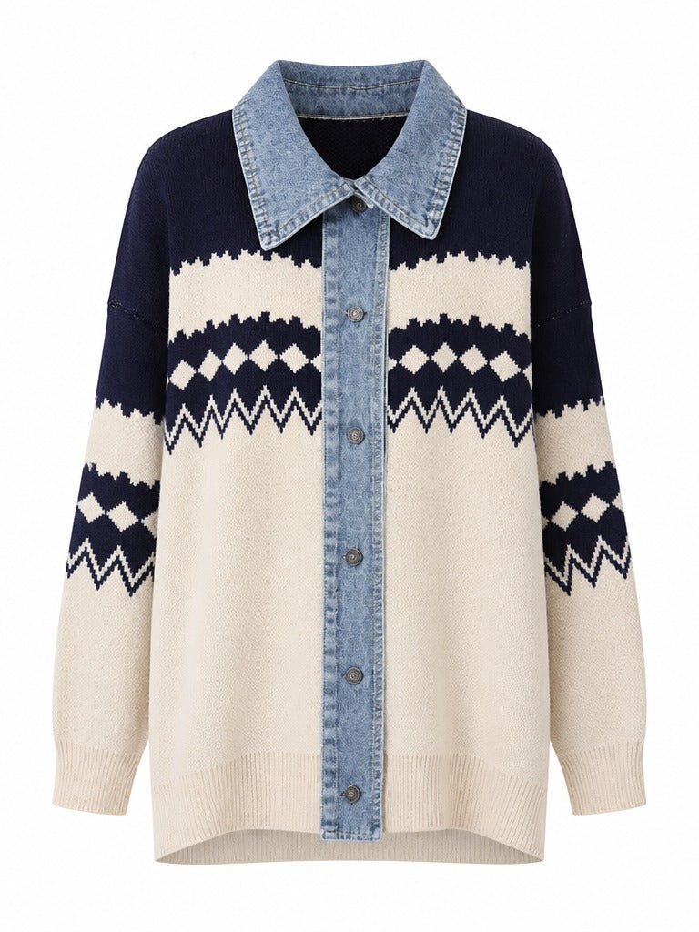Adventurous Knitted Denim Cardigan