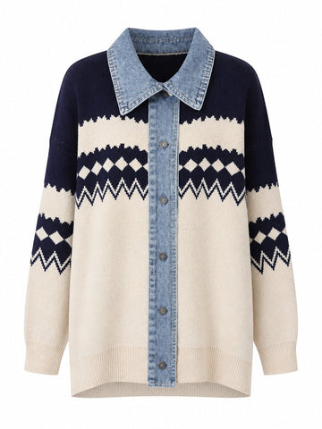 Adventurous Knitted Denim Cardigan