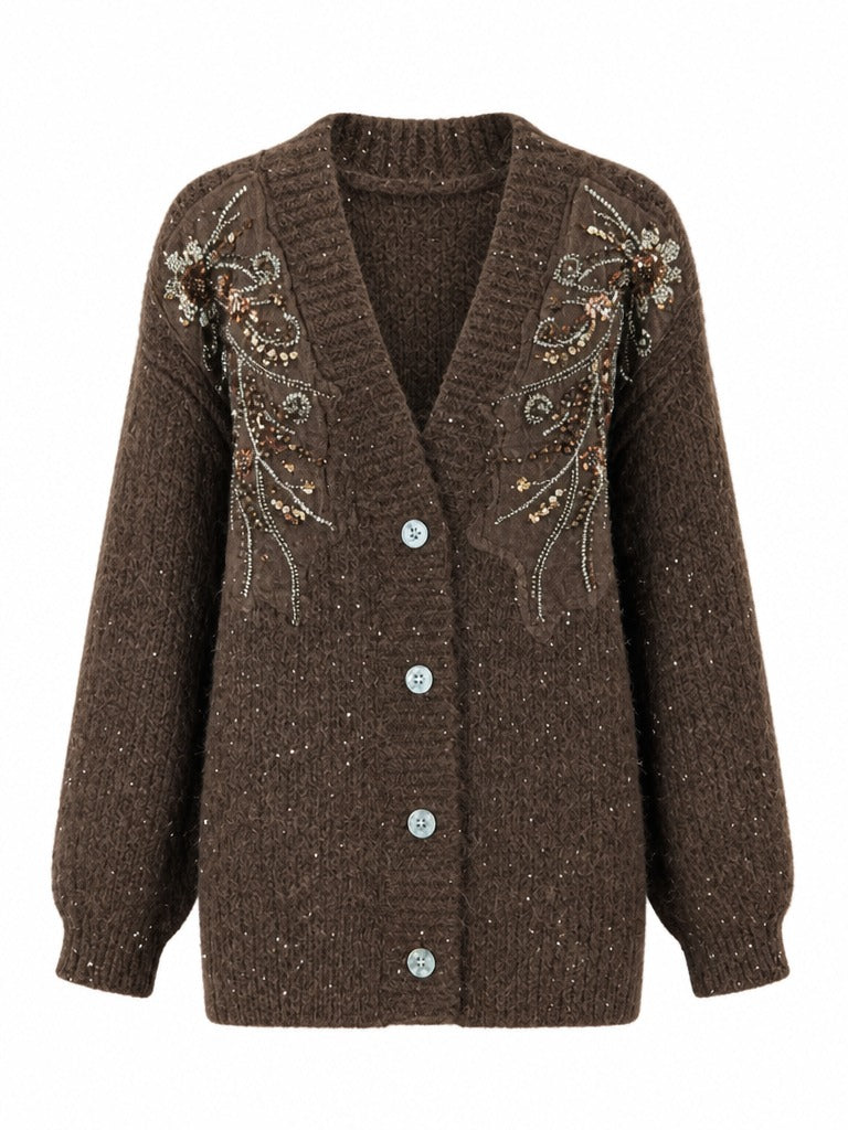 Glorious Pearl Sequin Embroidered Cardigan