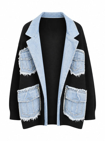 Untamed Denim Patchwork Cardigan