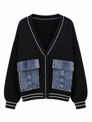 Audacious Denim Patchwork Cardigan