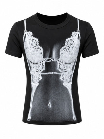 Audacious Printed Lace Crop Top