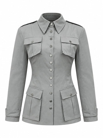 Audacious Utility Button-Down Blouse