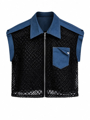 Audacious Denim Lace Blouse