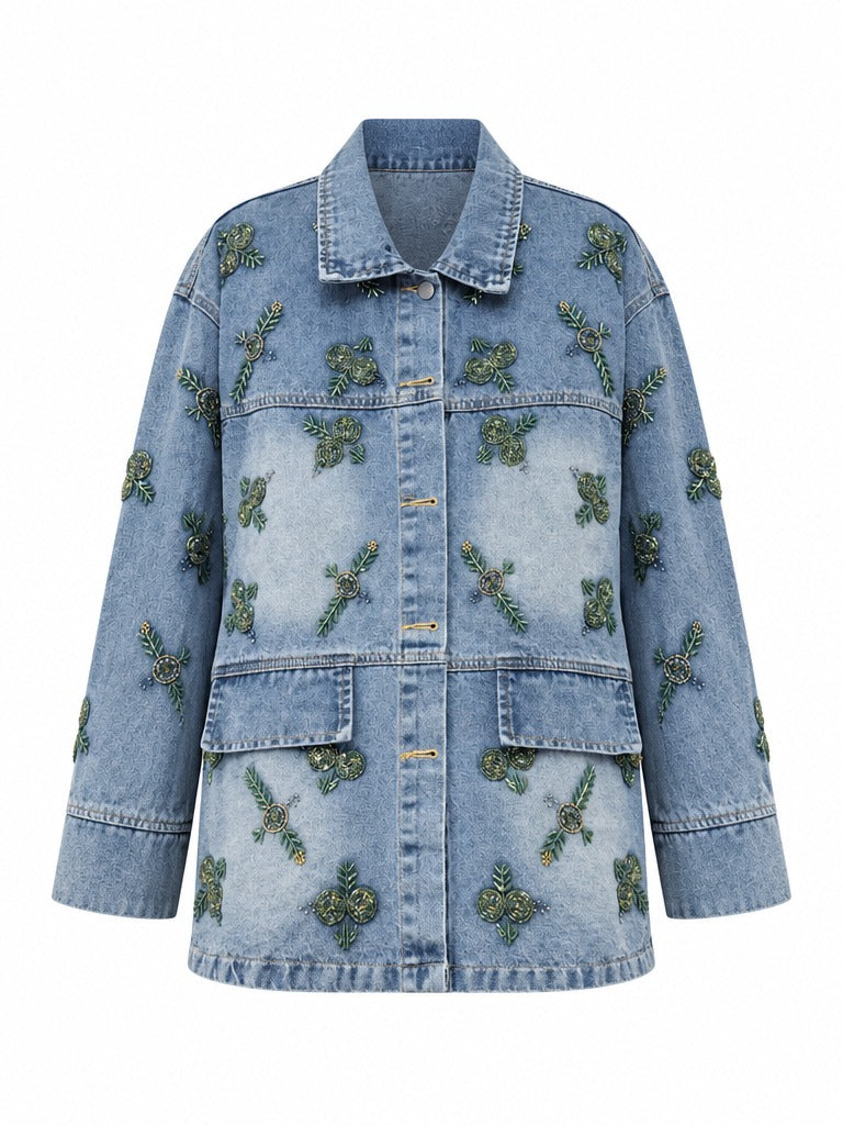 Adventurous Embroidered Denim Jacket