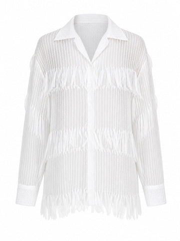 Free Spirit Fringed Sheer Blouse
