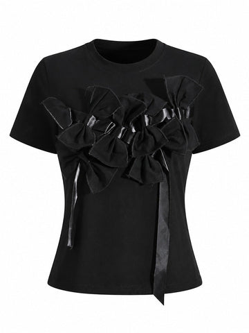 Elegant Bow Detailed T-Shirt