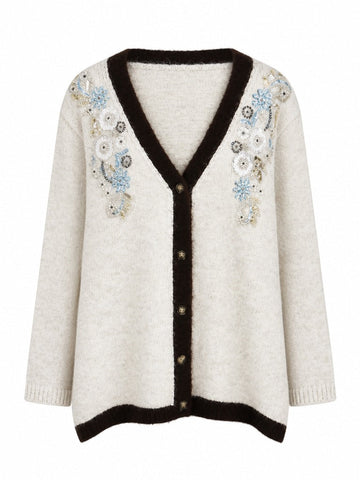 Radiant Beaded Floral Knit Cardigan