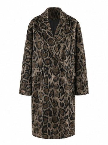 Fierce Leopard Print Woolen Coat