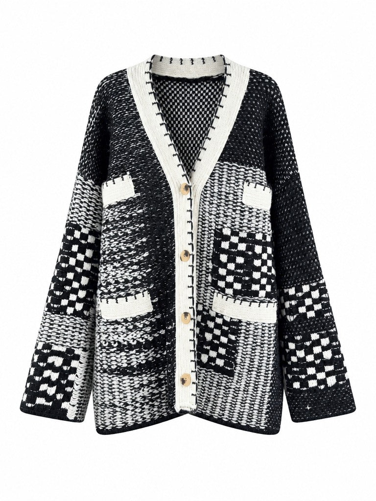 Grounded Patchwork Knit Cardigan