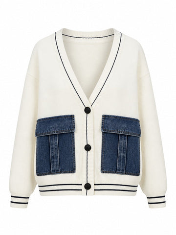 Audacious Denim Patchwork Cardigan